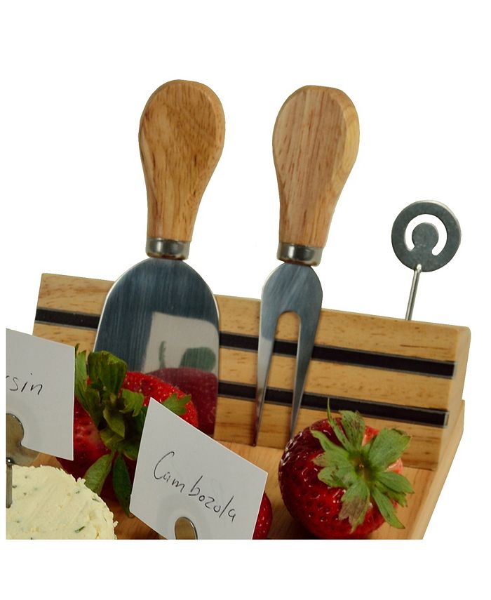 Picnic At Ascot Windsor hardwood Cheese Board Set -Tools， Cheese Markers， Bowl