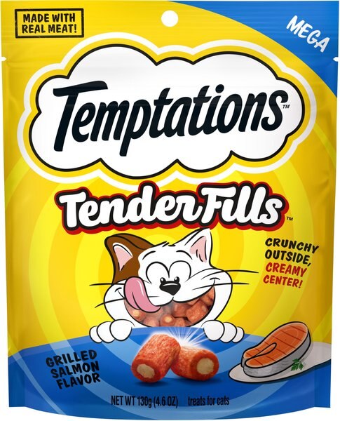 Temptations Tender Fills Grilled Salmon Flavor Soft and Crunchy Cat Treats