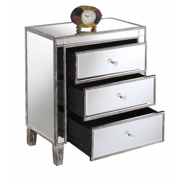 Silver Orchid Olivia 3-drawer Mirrored End Table