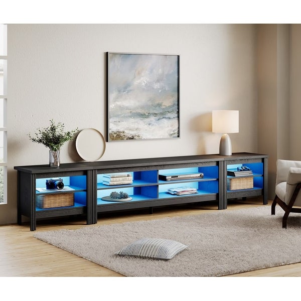 Black TV Stand for 75/85/100 Inch TV， Television Stand and End Table Set