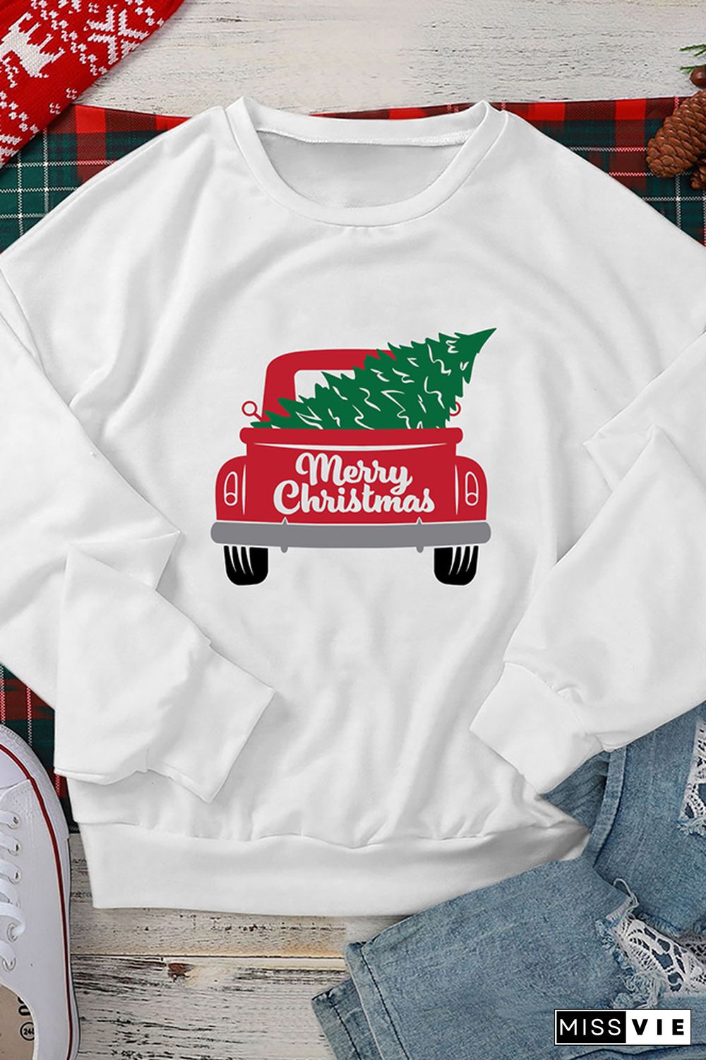 Red Truck Farmhouse Christmas Tree Sweatshirt Wholesale