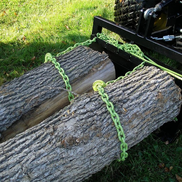 Timber Tuff 15 Foot 4 700 Pound Maximum Pulling Force Choker Chain With Probe Stake For Atvs Utvs And Lawn Tractors High Visibility Green