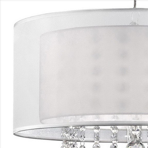 Benjara BM240875 Dual Fabric Shade Ceiling Lamp wi...