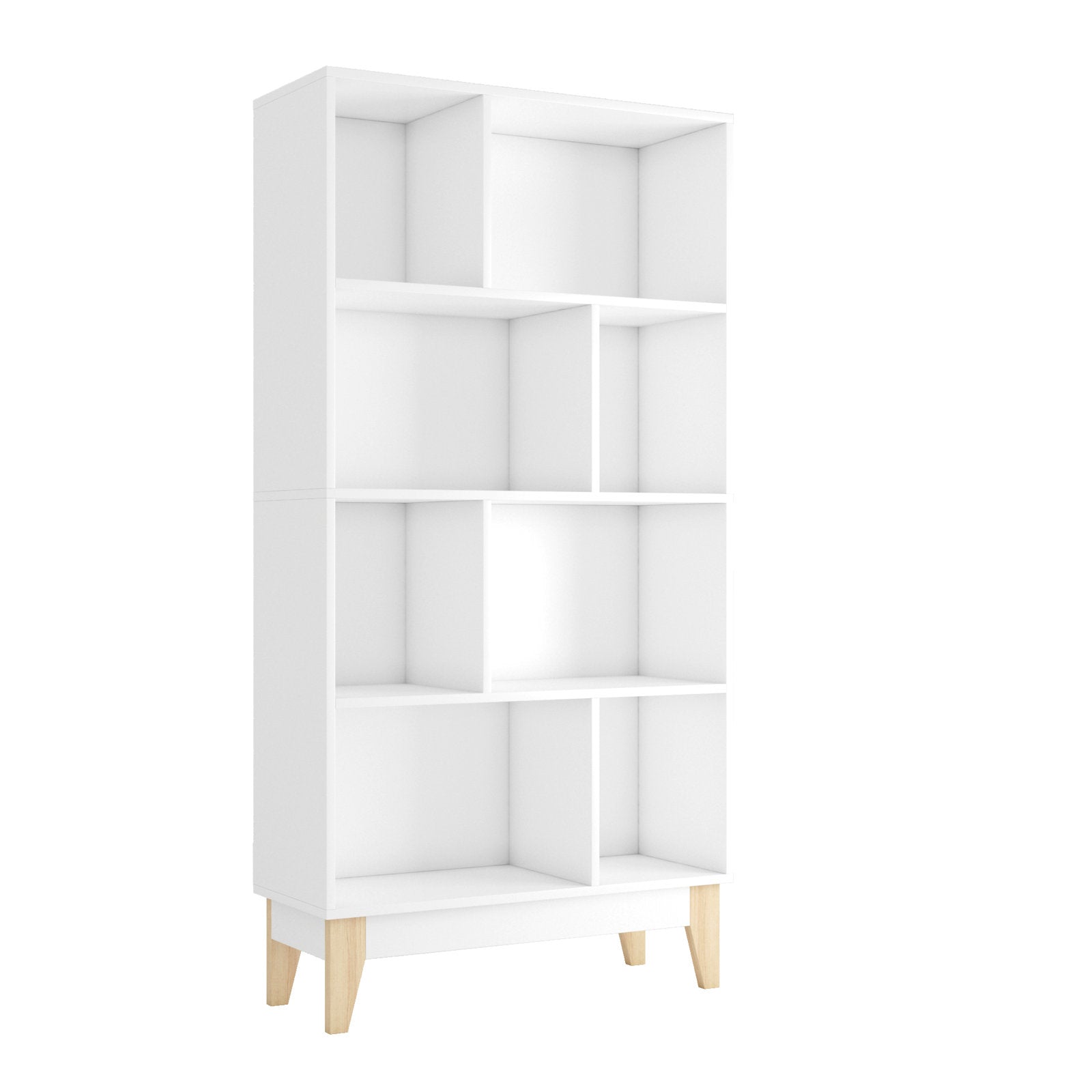 Homfa Kid Bookcase, 58.1H Bookshelf 4-Tier Storage Rack with Wood Legs, Organizer Stand for Books Toys, White