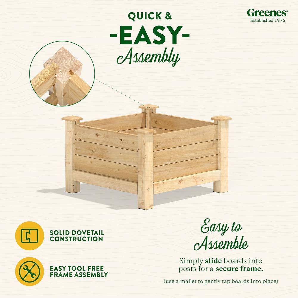 Greenes Fence 24 in. L x 24 in. W x 17 in. H Original Cedar Elevated Planter RCEV242417