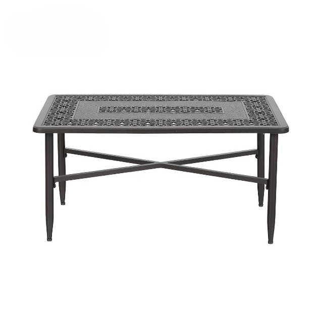 Rectangular Outdoor Patio Cast Aluminum Coffee Table With Frosted Surface Captiva Designs