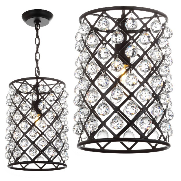 Crystal metal Gabrielle Pendant includes Energy Efficient Light Bulb Black Jonathan Y