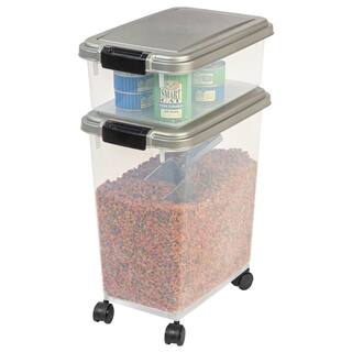 IRIS 12 Qt. and 33 Qt. Airtight Pet Food Storage Combo with a Scoop in Gray 301126