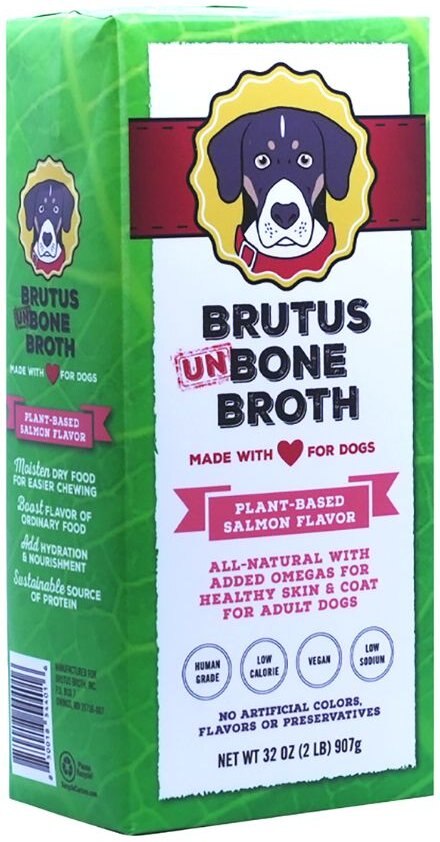 Brutus Broth Vegetable Broth Salmon Flavor Grain-Free Dog Food， 32-oz bag