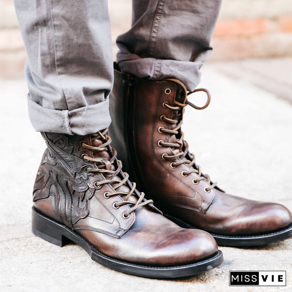 Men's Wolf Tattoo Boots