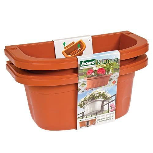 Apollo Exports Double Sided Adjustable Railing Planter, Terra Cotta 16"