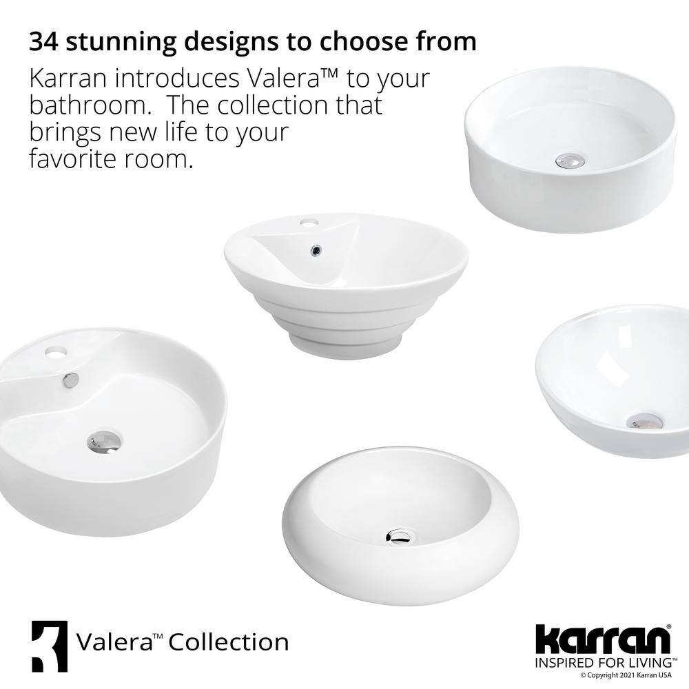 Karran Valera 23 in. Vitreous China Oval Vessel Bathroom Sink in White with Overflow Drain VC-301-WH