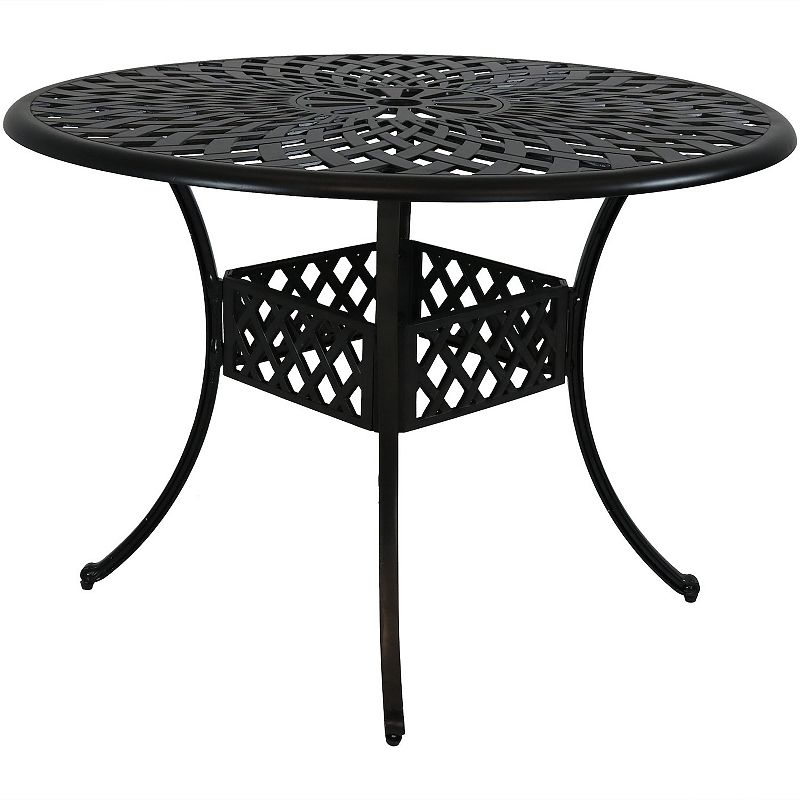 Sunnydaze 41.5 in Crossweave Cast Aluminum Round Patio Dining Table