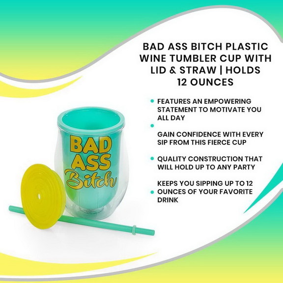 Just Funky Bad Ass Bitch Plastic Wine Tumbler Cup ...