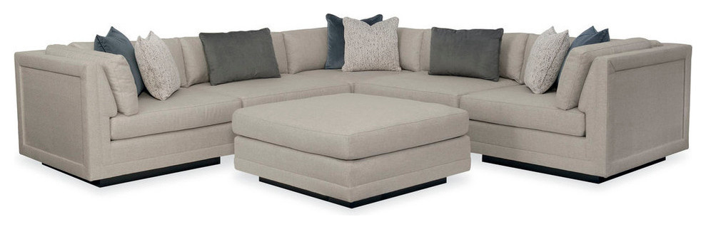 Modern Fusion Plinth Base Sectional With Cocktail Ottoman   Contemporary   Living Room Furniture Sets   by Caracole  Houzz