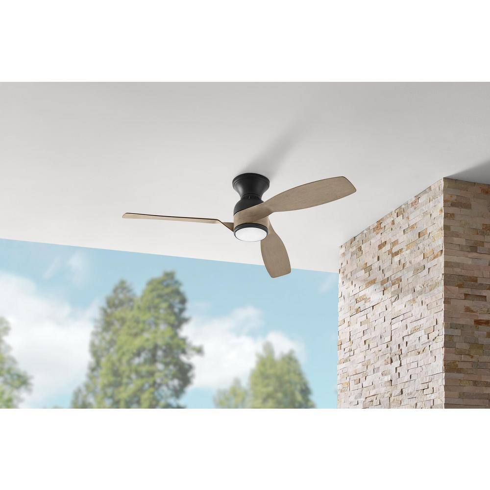 Hampton Bay Halwin 52 in. Integrated CCT LED IndoorOutdoor Matte Black Ceiling Fan with Light and Remote Control AK396H-MBK