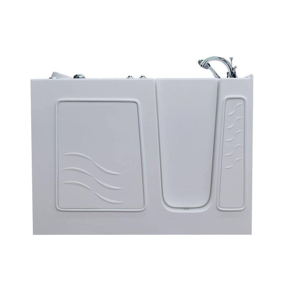 Universal Tubs Rampart 4.5 ft. Walk-in Air Bathtub with Easy Up Adhesive Flat Wall Surround in White H3053RWACA