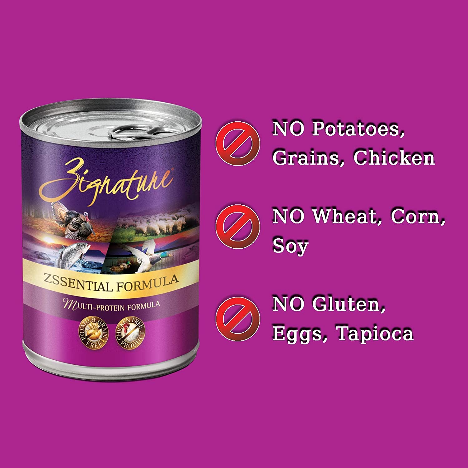 Zignature Zssential Multi-Protein Formula Grain-Free Canned Dog Food 13-oz case of 12