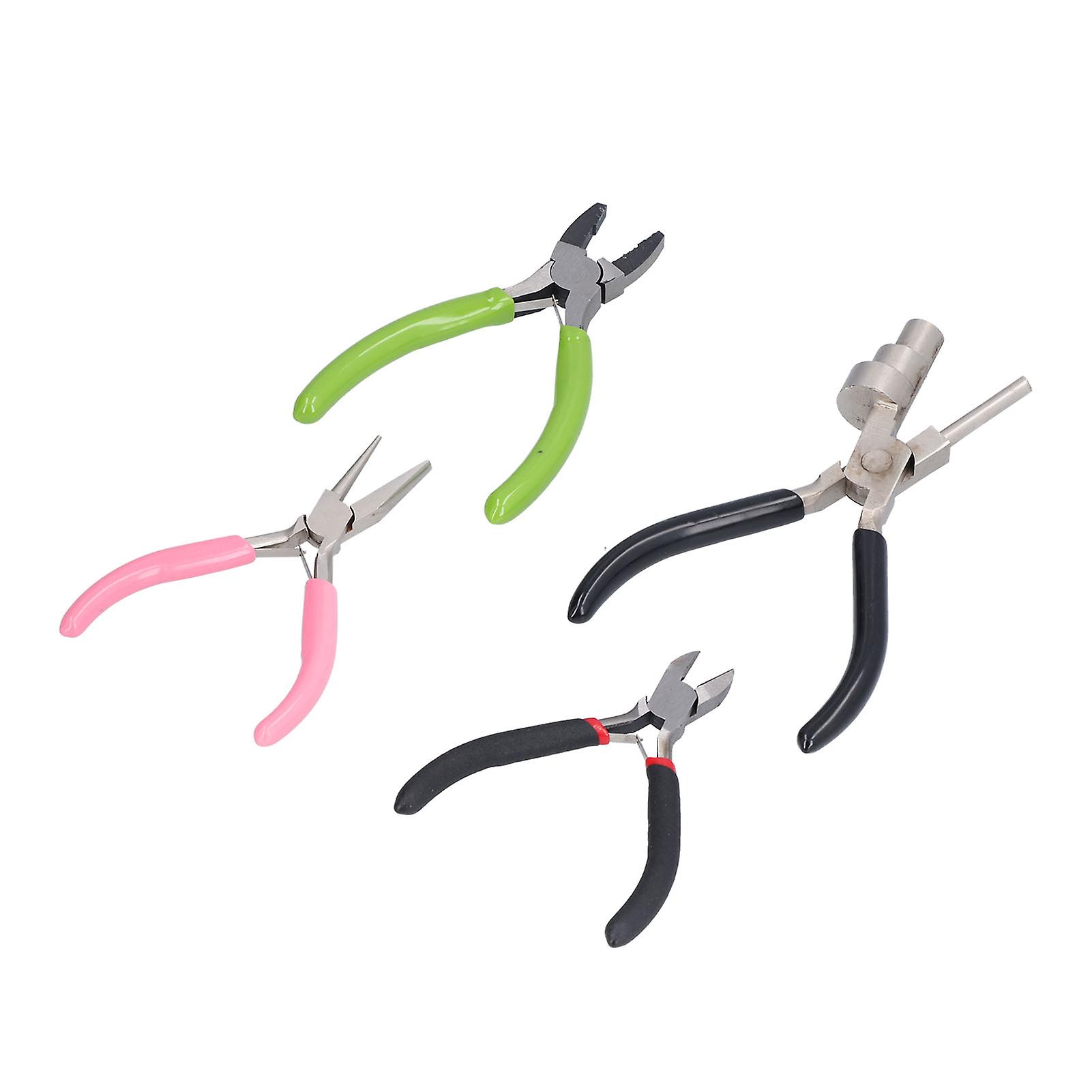 4pcs Jewelry Pliers High Carbon Steel Diagonal Bail Making Pliers Hand Crimping Winding Tools