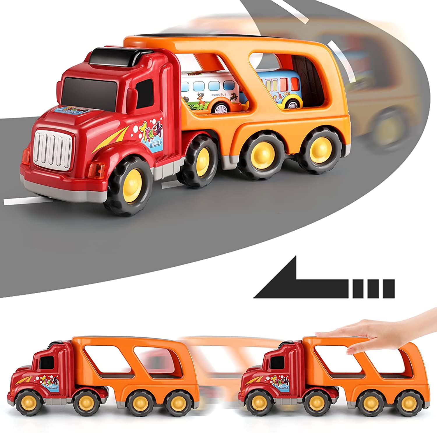 TEMI 5 in 1 Carrier Truck Transport Car Play Vehicles Toys