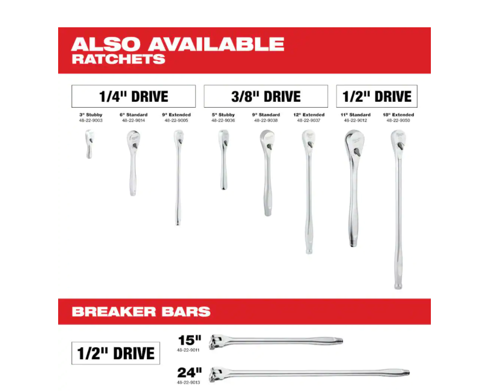 Milwaukee 48-22-9008 3/8 in. Drive SAE/Metric Ratchet and Socket Mechanics Tool Set (56-Piece)