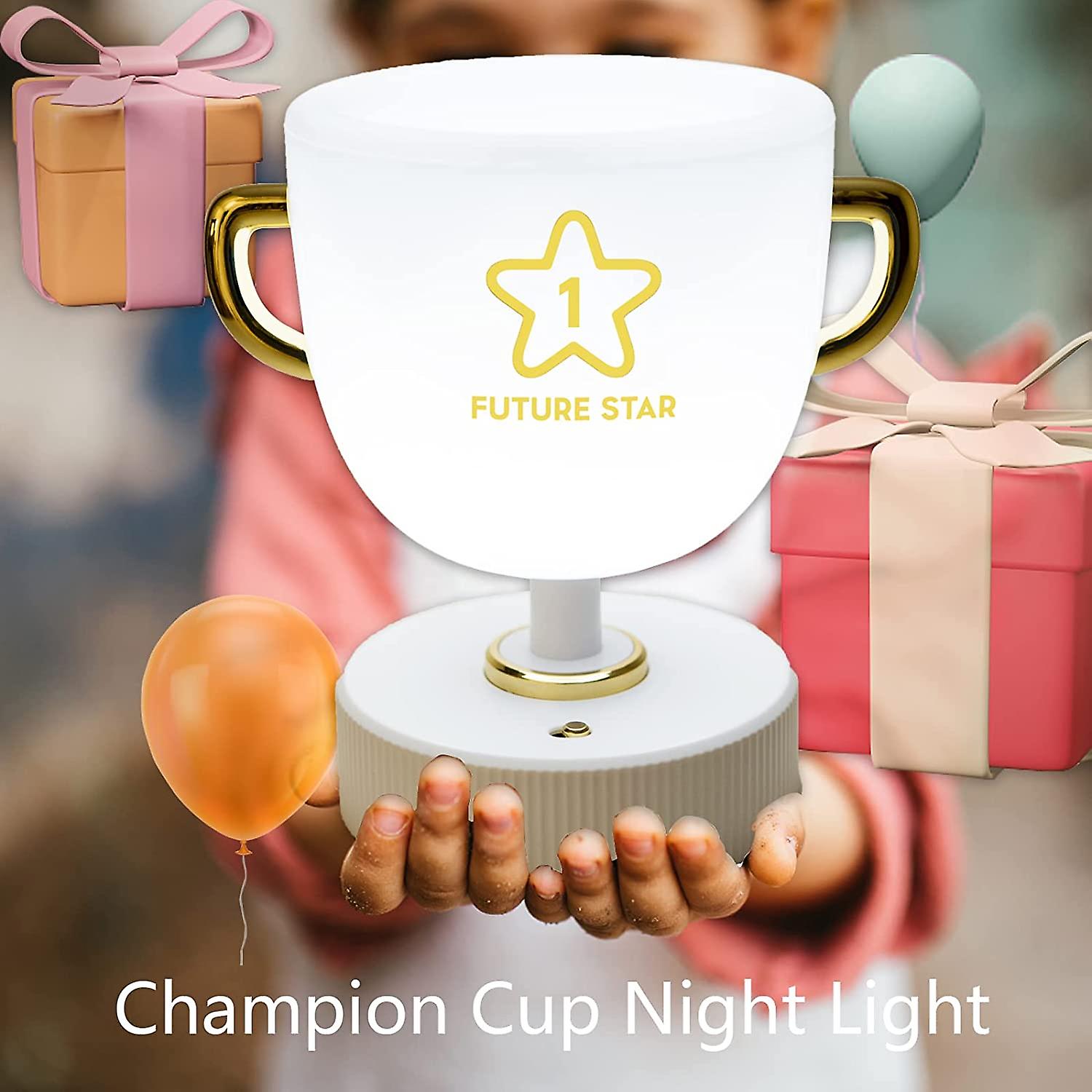 Liangnv Night Light For Kids， Champion Cup Cute Lamp， 10 Colors Kids Night Light For Kids Room， Usb Rechargeable， Can Be Controlled Remotely By Remote