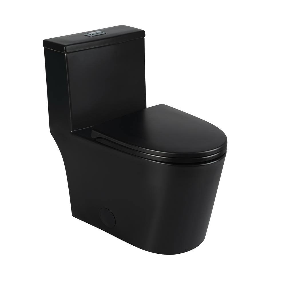 Casta Diva Rough-in 12 in. 1-Piece 0.91.28 GPF Dual Flush Elongated Skirted Toilet in Black Seat Included CD-T002