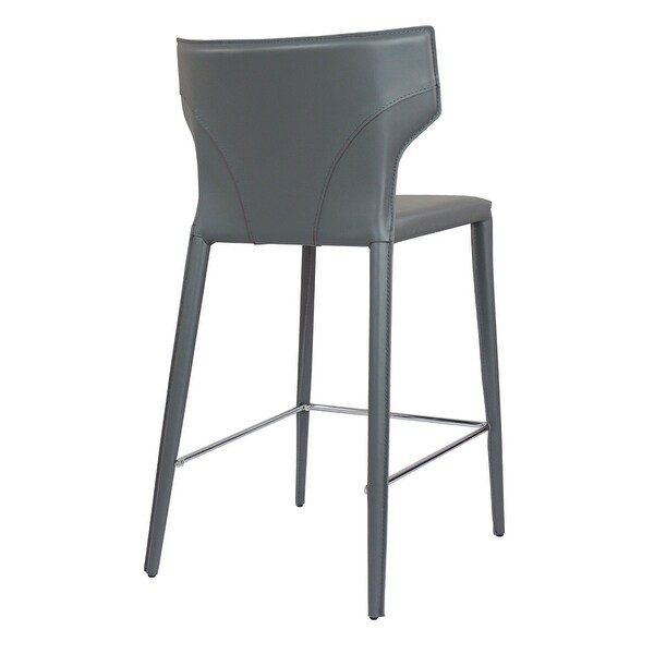 Adoro Mid-century Modern Wingback Leather Counter Stool - Contract Grade