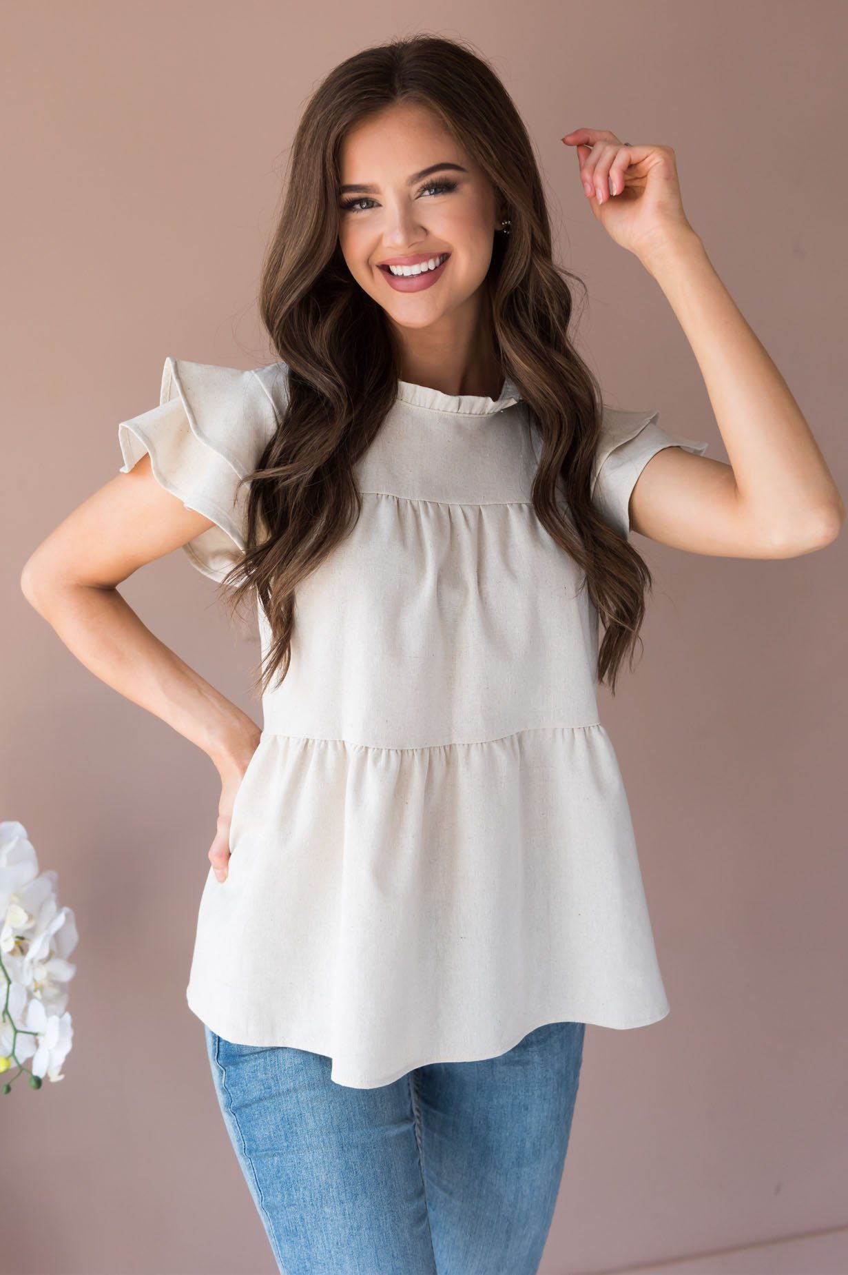 He Has Risen Modest Peplum Blouse