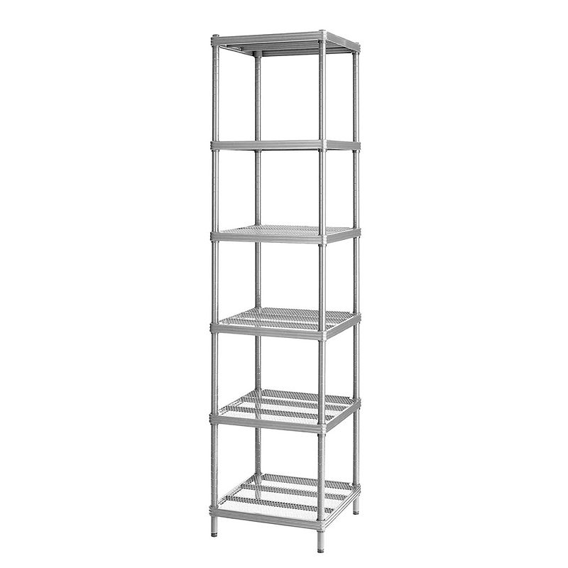 Design Ideas Meshworks 6 Tier Tower Metal Storage Shelving Unit Rack， Silver