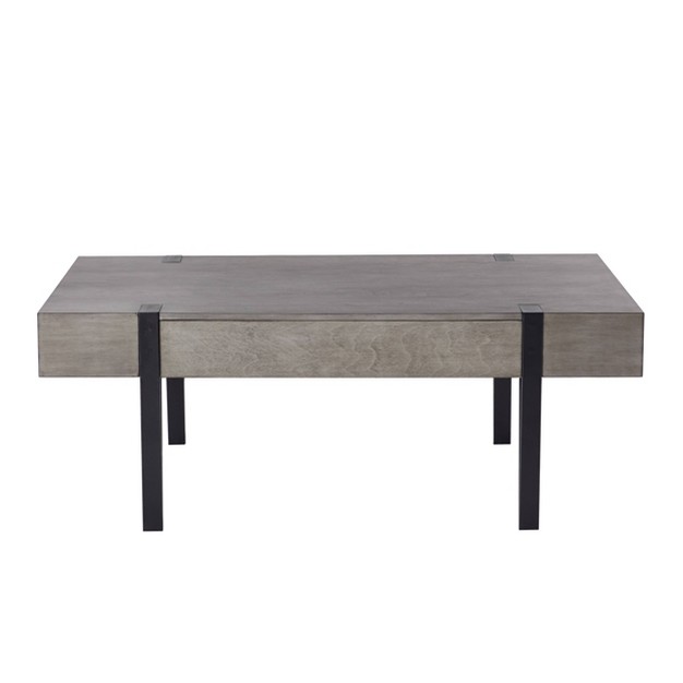 Cole Wood And Metal Modern Farmhouse Console Coffee Table Dark Gray Abbyson Living