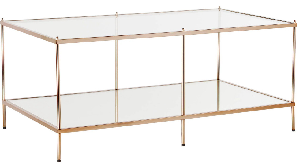 Contemporary Coffee Table  Metallic Golden Frame With Elegant Mirrored Shelf   Contemporary   Coffee Tables   by Decorn  Houzz