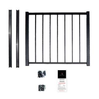 Aria Railing 40 in. x 36 in. Black Powder Coated Aluminum Preassembled Deck Gate Kit AG17514B