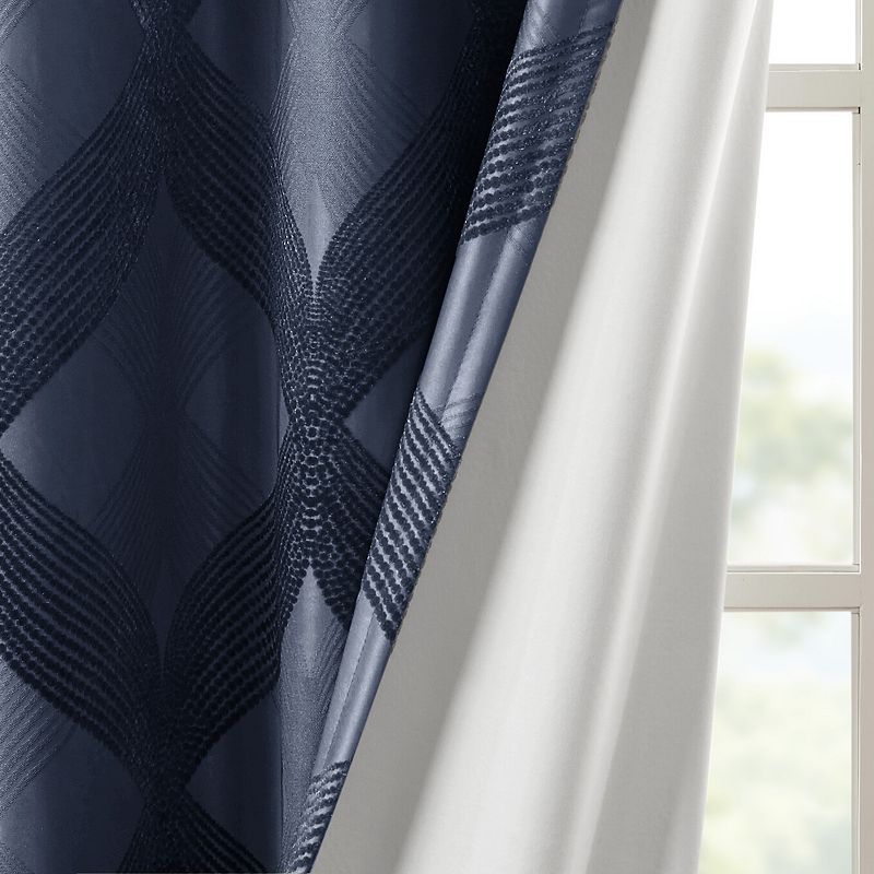 SunSmart Abel Ogee Knitted Jacquard 100% Blackout 1 Window Curtain Panel