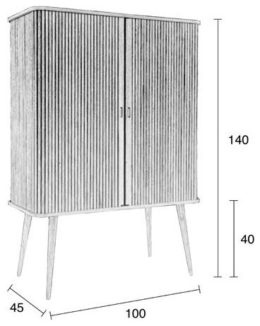 Tambour Sliding Doors Cabinet  Zuiver Barbier   Midcentury   Accent Chests And Cabinets   by Luxury Furnitures  Houzz