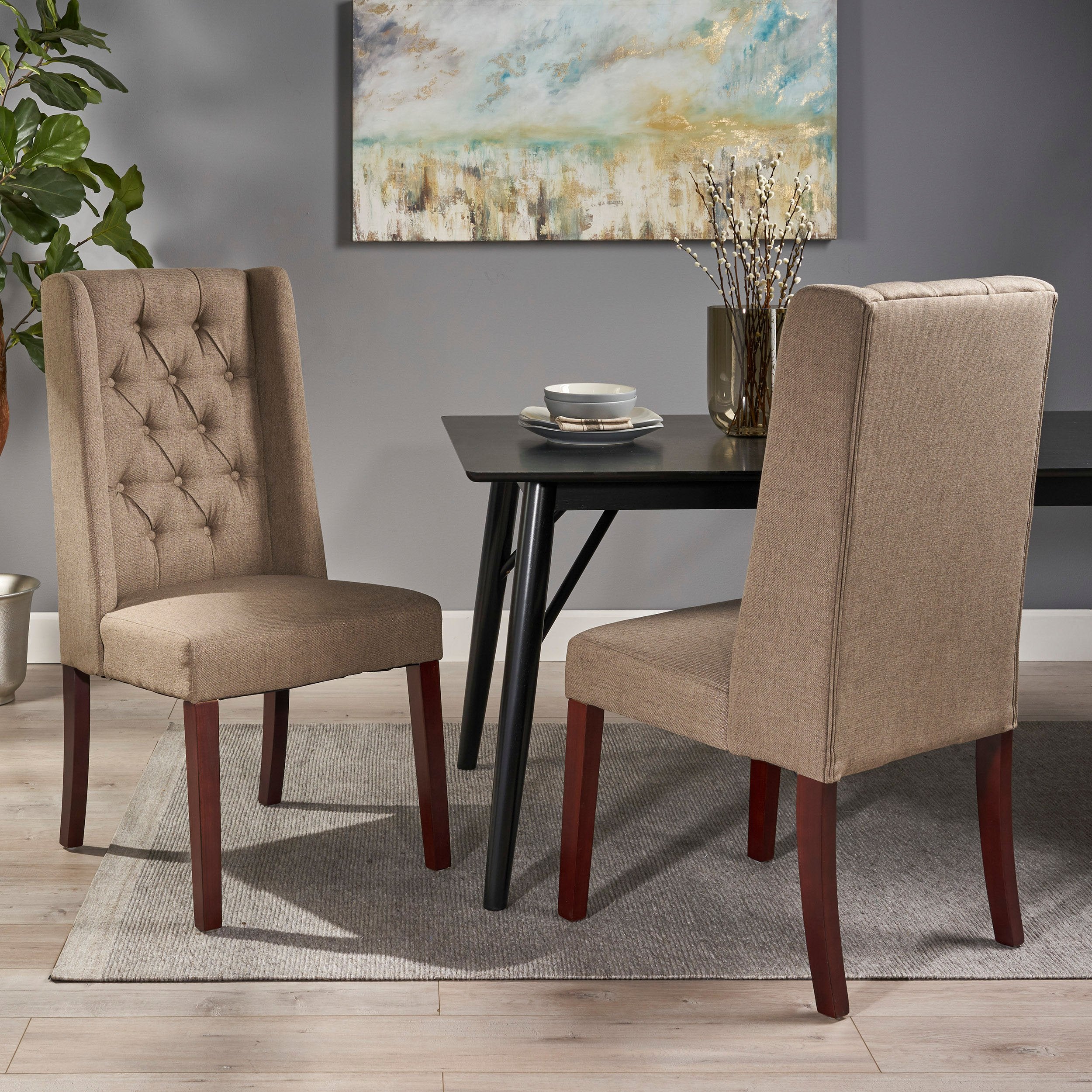 Billings Tufted Fabric High Back Dining Chairs (Set of 2)