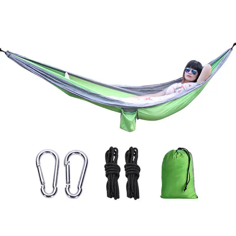 Portable Nylon Parachute Fabric Single And Double Size Outdoor Camping Hiking Garden Hammock