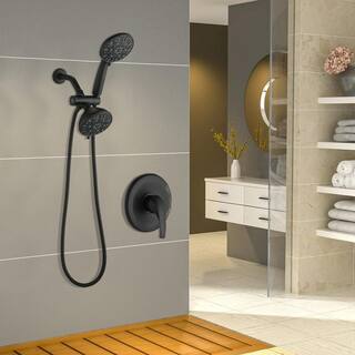 Single Handle 6-Spray Round Shower Faucet in Matte Black Koo-LQW1-6392