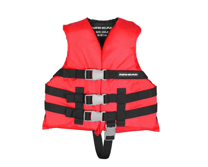 Airhead Adult General Purpose Life Vest， Red， 4 Pack - 30002-25-A-RD