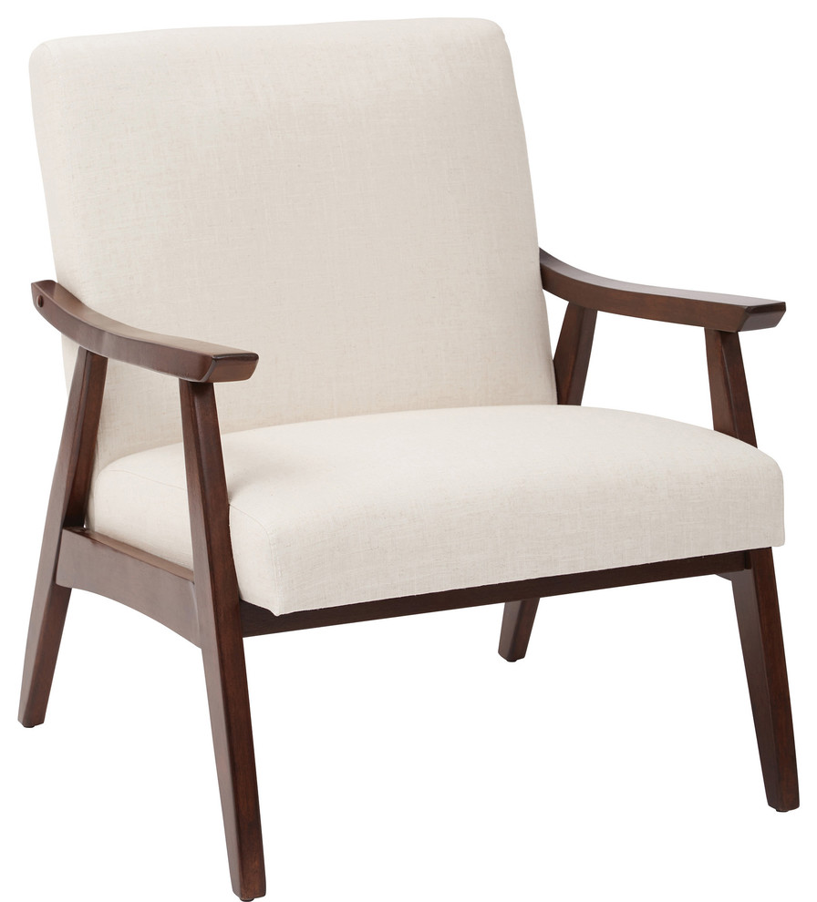 Davis Chair  Linen Fabric With Medium Espresso Frame   Midcentury   Armchairs And Accent Chairs   by Homesquare  Houzz