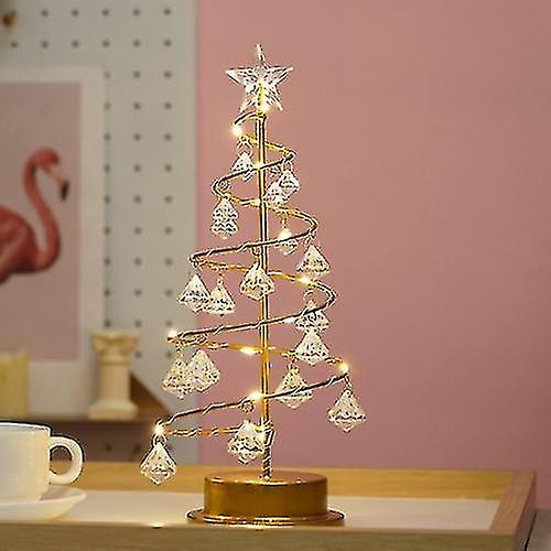 Led Wrought Iron Night Light Crystal Christmas Tree Light Room Decoration Small Table Lamp