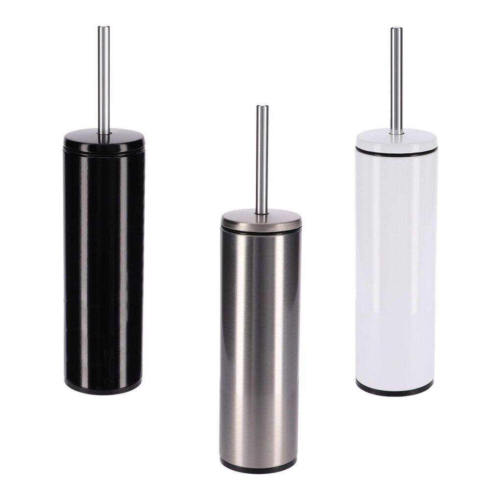 Freestanding Round Stainless-Steel Toilet Brush and Holder Set Chrome 6646102