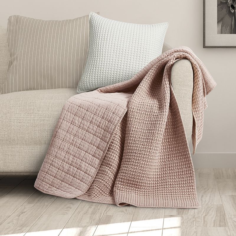 Levtex Home Mills Waffle Cream Quilted Throw