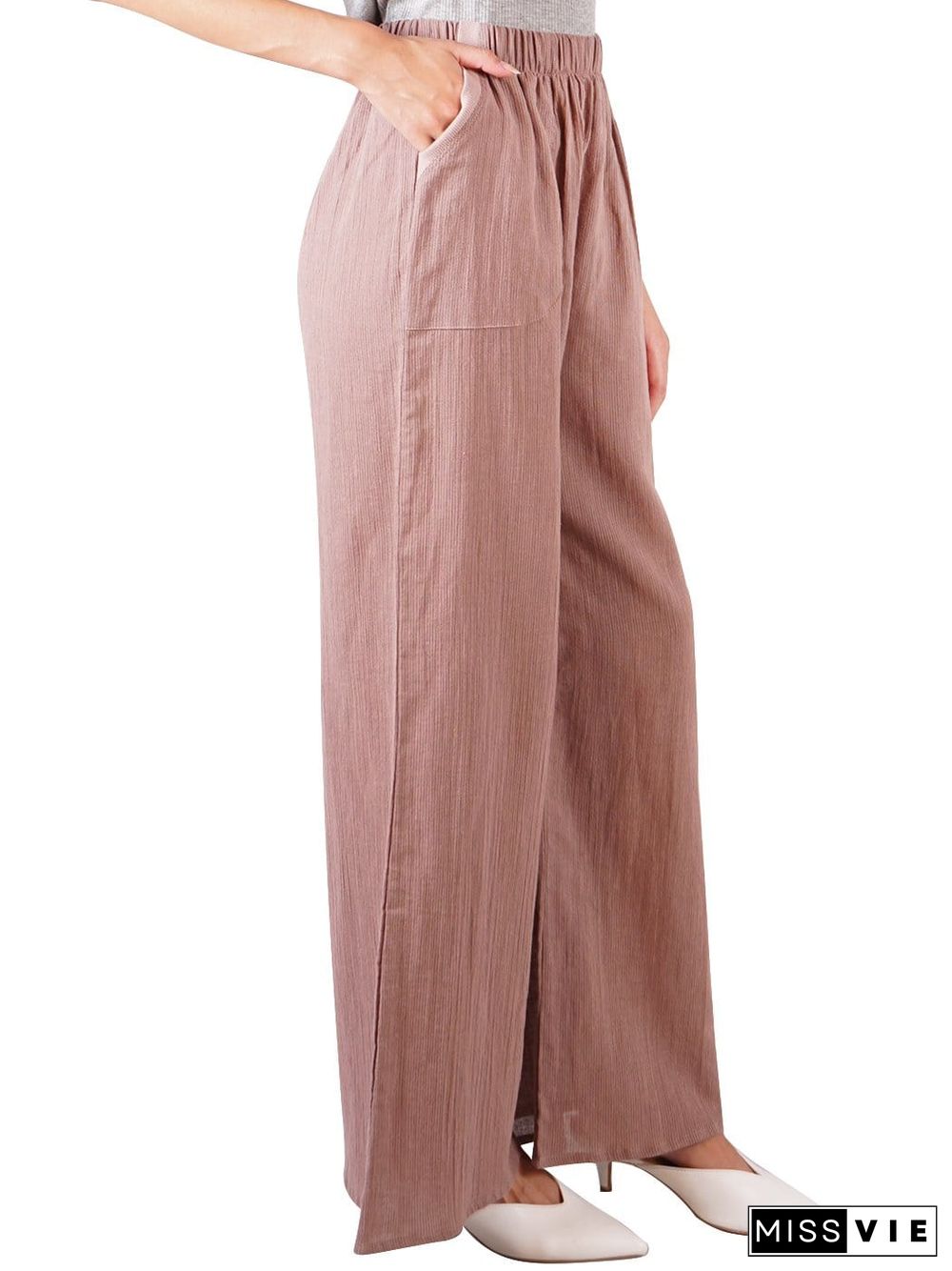 Casual Cotton Elastic Waist Pants