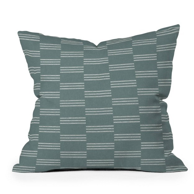 Little Arrow Design Co Ella Tripe Stripe Outdoor Throw Pillow Teal Deny Designs