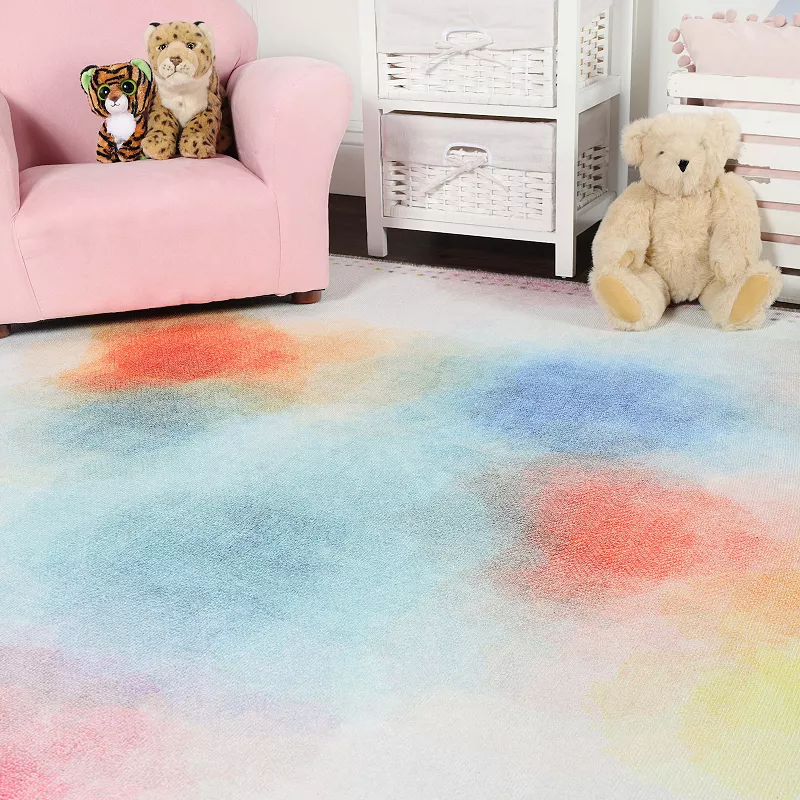 Superior Watercolor Abstract Anti-Slip Area Rug