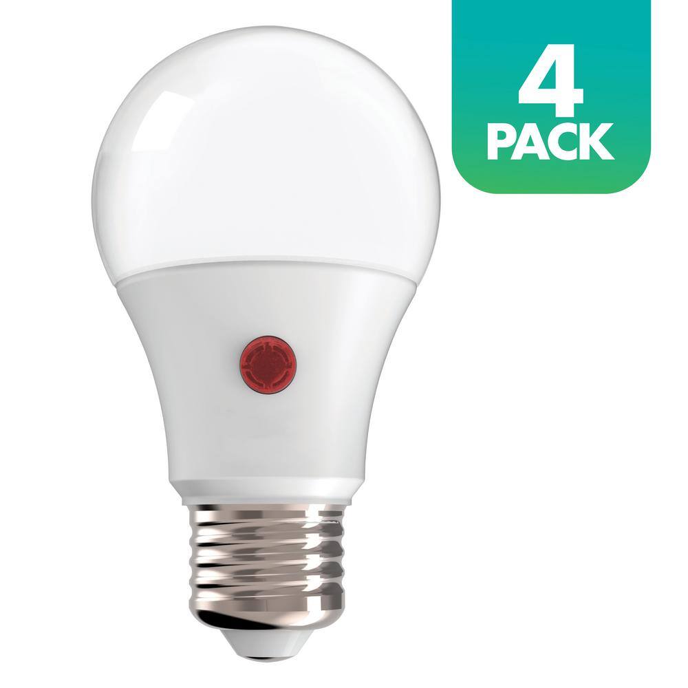 AM CONSERVATION 60-Watt Equivalent A19 Dusk-to-Dawn LED Light Bulb 2700K Soft White 4-pack L09DTD27K-4