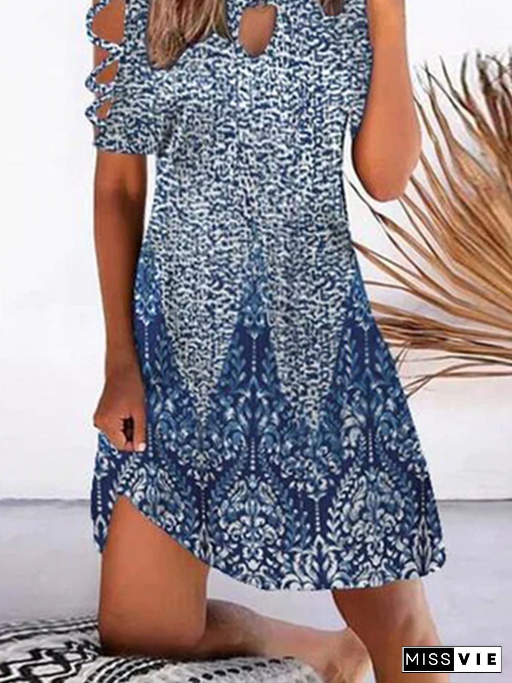 Printed Short Sleeve Casual Dress