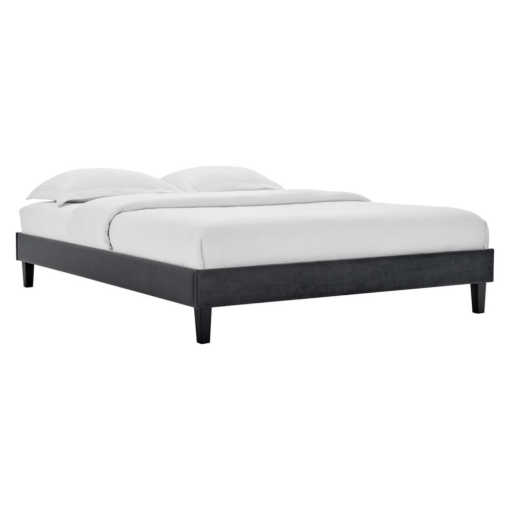 Modway Reign Performance Velvet Platform Bed Frame  Full  Navy