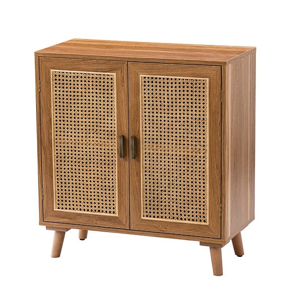 Woodland Multifunctional Rattan-Accented 2-Door Stackable Buffet Cabinet with Storage-28